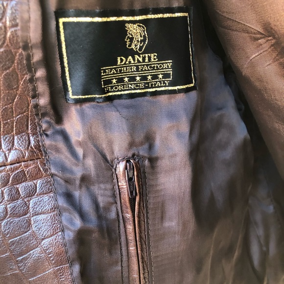 VTG Unisex Vera Pelle Lavorazione 🇮🇹 Croc Embossed Sz M - Picture 11 of 15